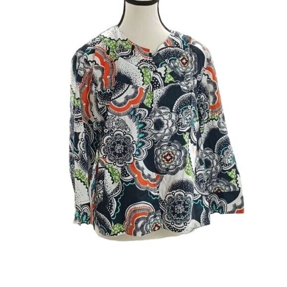 Coldwater Creek Cardigan Jacket Multicolor One Button Geometric Womens Size L - Picture 1 of 7